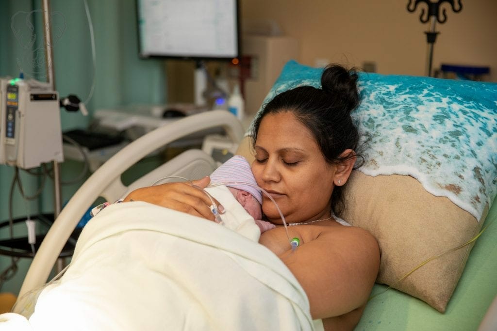 Miranda and Peanut after birth (Sarah Perry Photography)