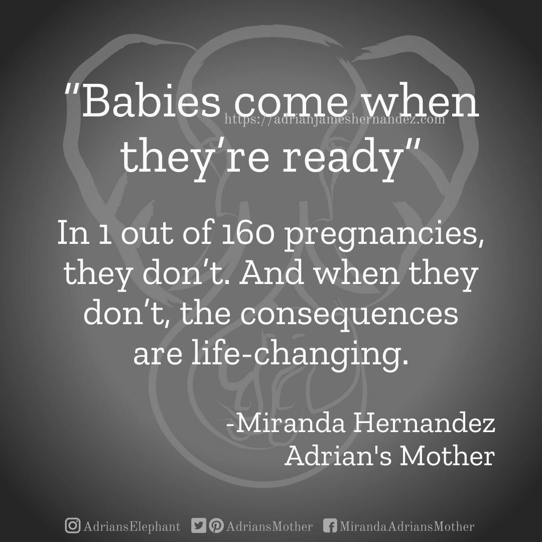 Download for Instagram “Babies come when they’re ready”.  In 1 out of 160 pregnancies, they don’t. And when they don’t, the consequences are life-changing. -Miranda Hernandez, Adrian's Mother