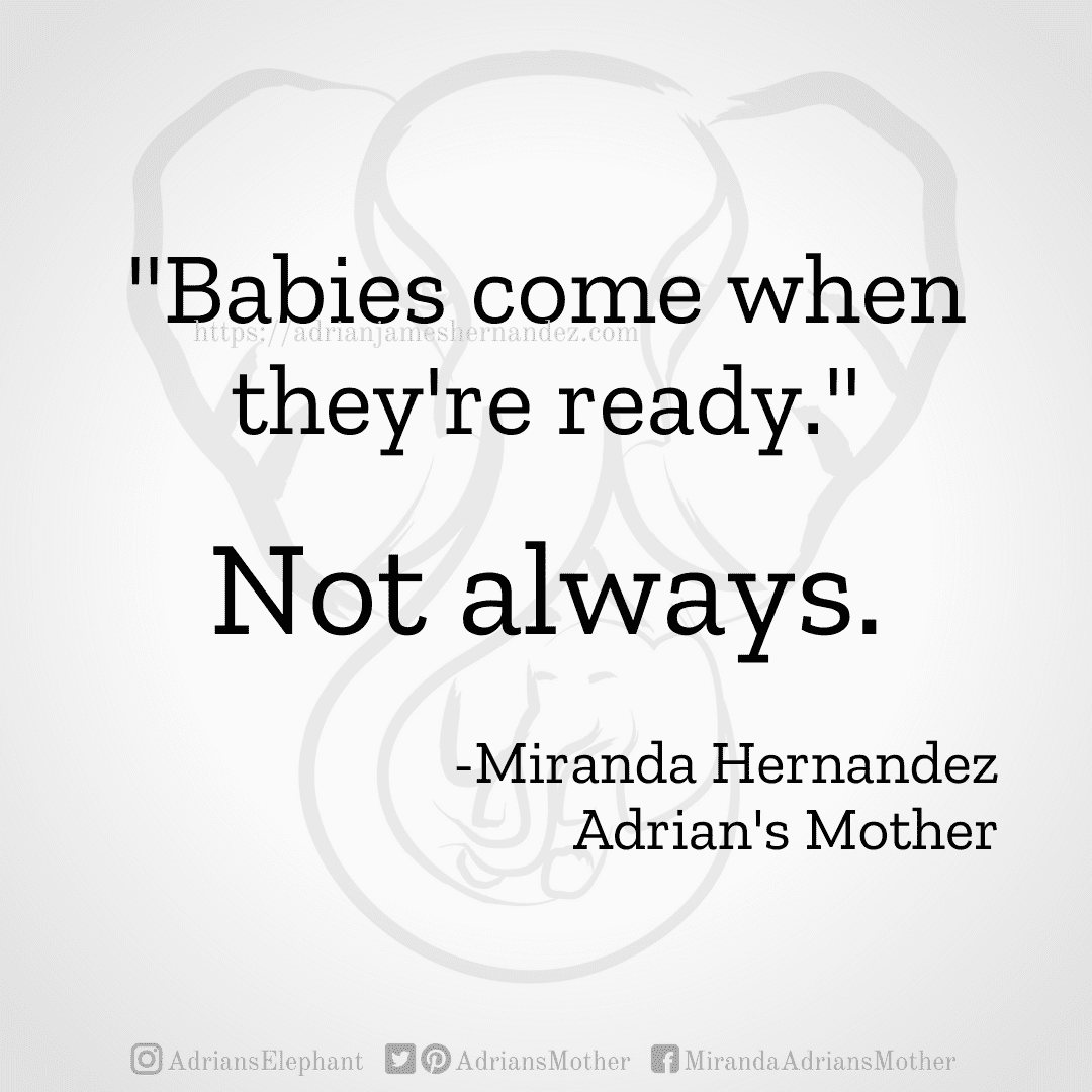 "Babies come when they're ready." Not always. -Miranda Hernandez, Adrian's Mother