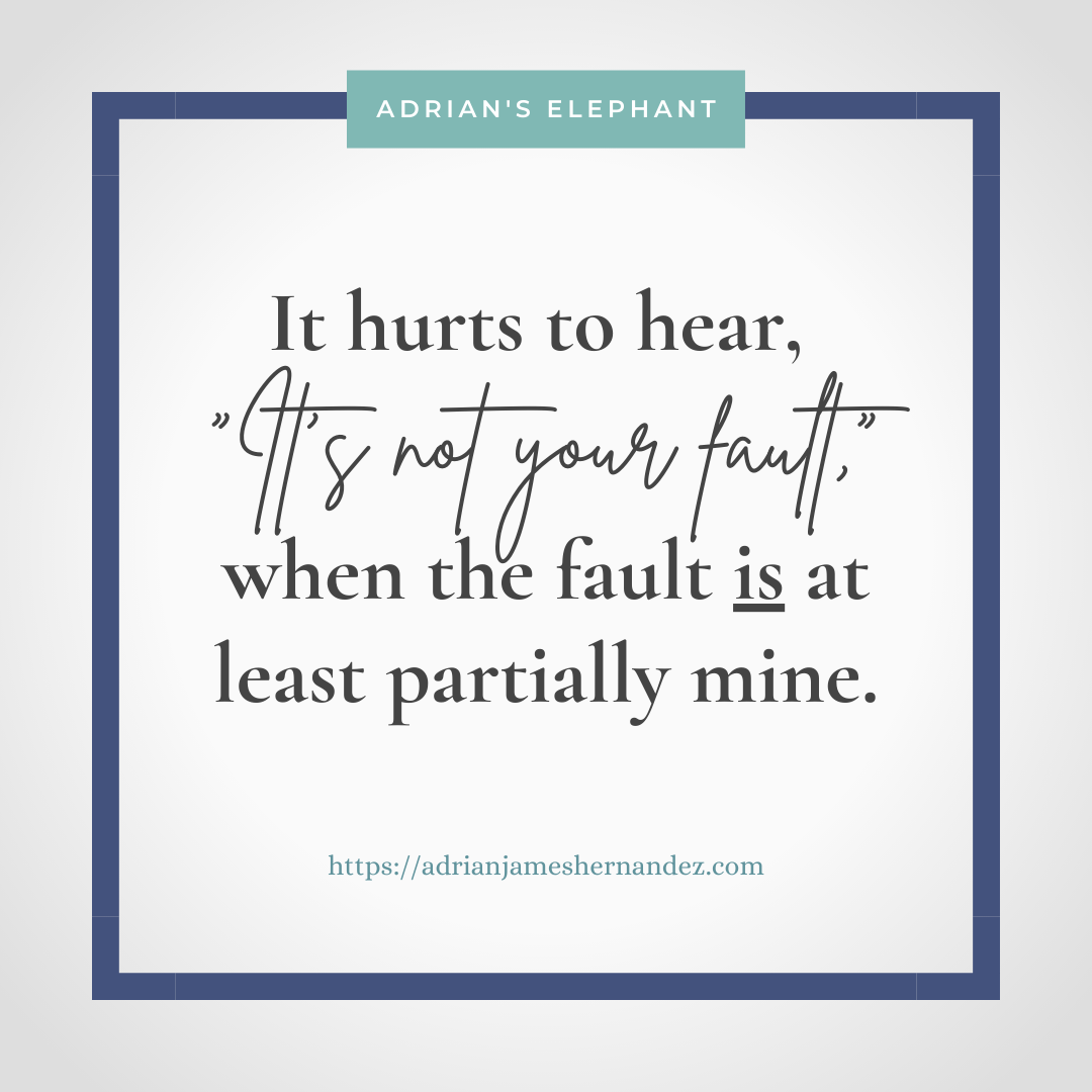 Download for Instagram or Facebook It hurts to hear "It's not your fault" when the fault IS at least partially mine.