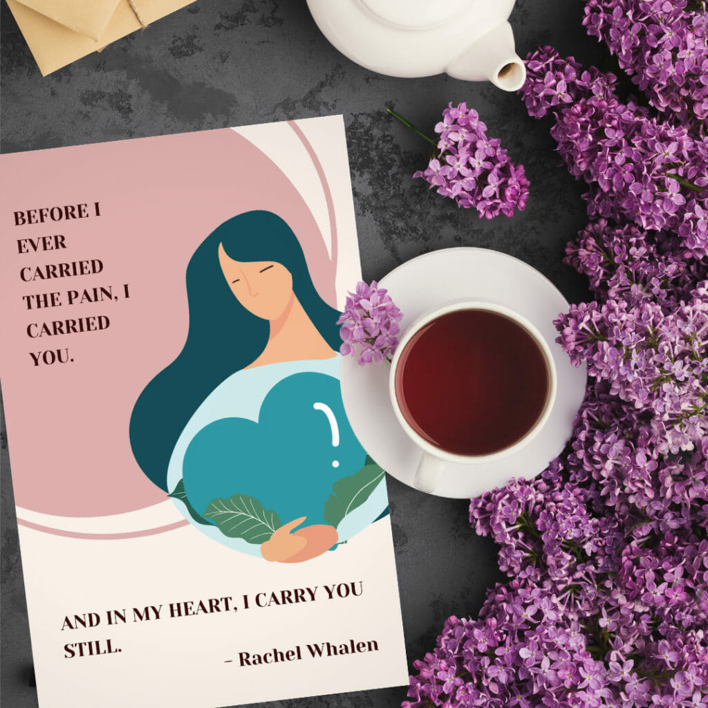 Baby loss birthday card: Before I ever carried the pain, I carried you. And in my heart, I carry you still - Rachel Whalen. Thinking of you with so much love on your birthday and all year round - Sea Glass Parenting