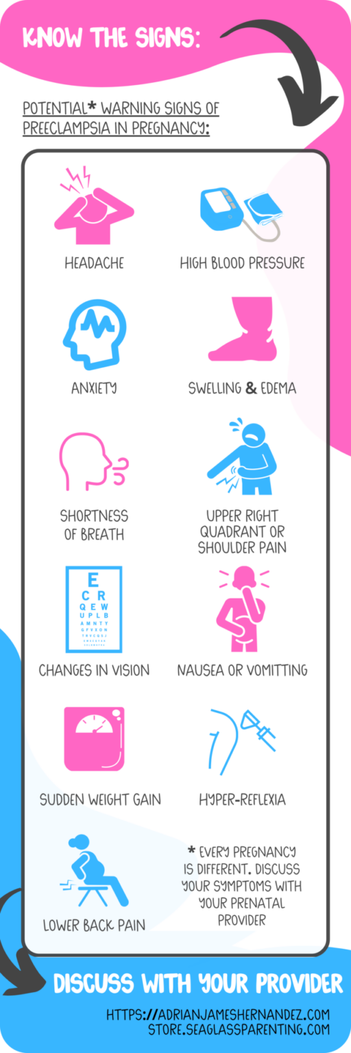 Know the Warning signs of Preeclampsia printable bookmark