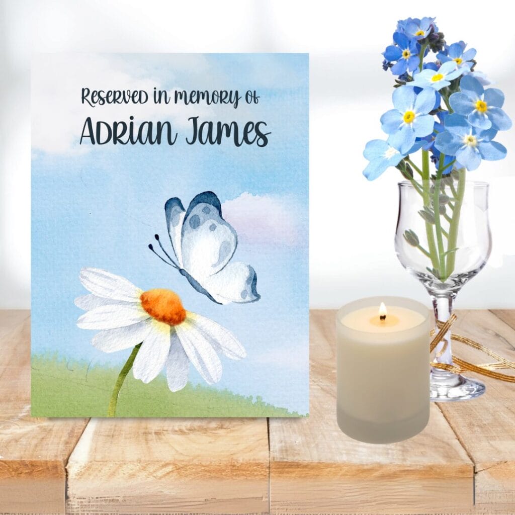 Sample mock-up of memorial place setting image