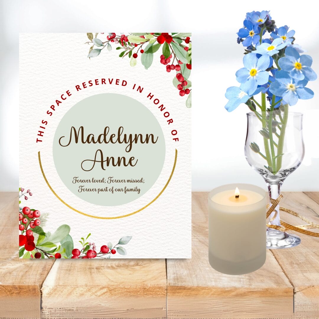 Sample mock-up of memorial place setting image