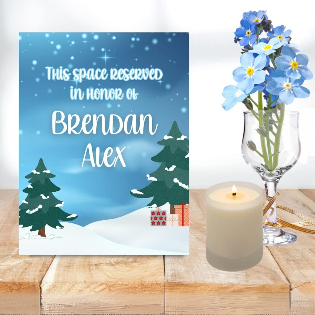 Sample mock-up of memorial place setting image