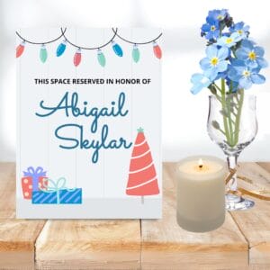 Sample mock-up of memorial place setting image