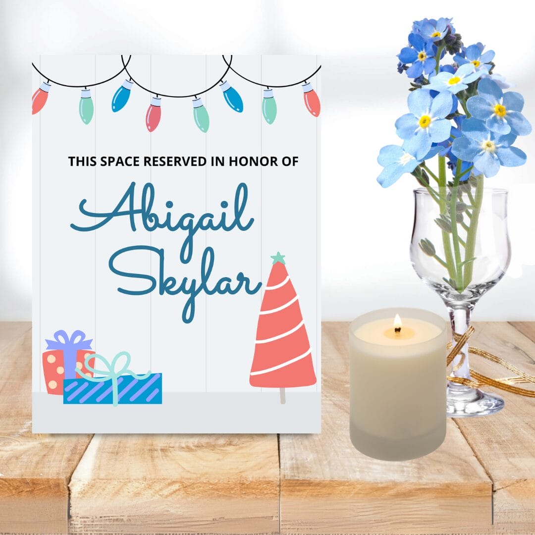 Sample mock-up of memorial place setting image