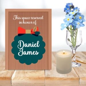 Sample mock-up of memorial place setting image